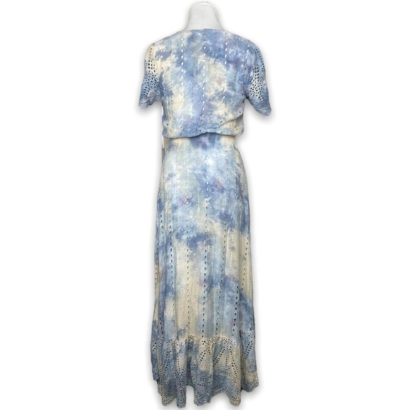 YFB NWT Young Fabulous & Broke Costa Maxi Dress XS Tie Dye Eyelet Lace - Picture 5 of 13